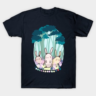 Three cute bunnies in the forest T-Shirt